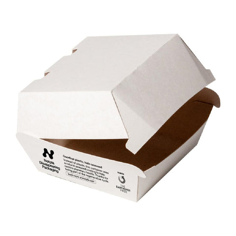 Notpla Clamshell Burger Boxes - White (Pack of 200)