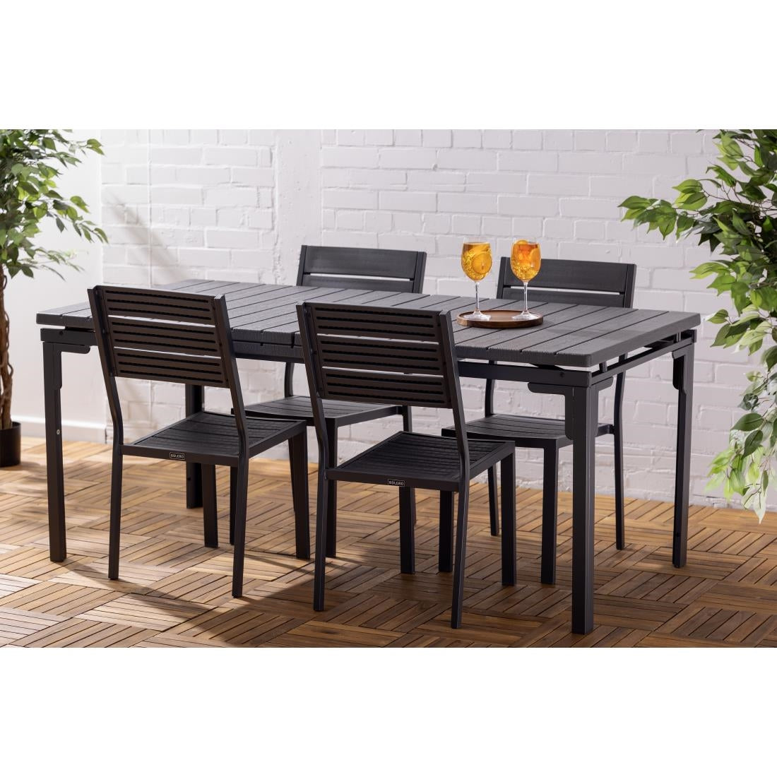Bolero Valletta Grey Slatted Extendable Outdoor Dining Table
