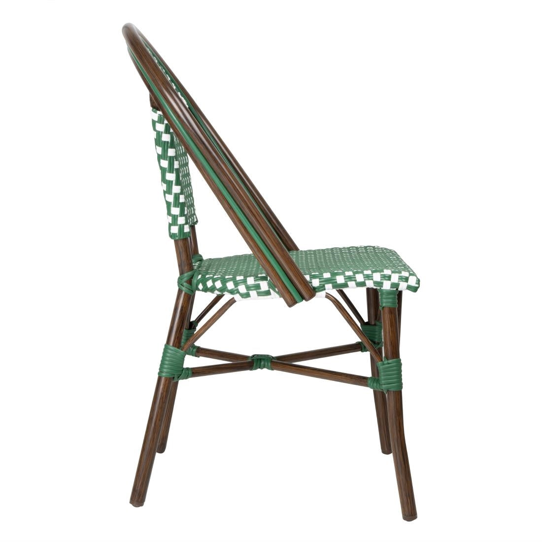 Bolero Parisian Style PE Rattan Chair Green Dot Mix (2 Pack)