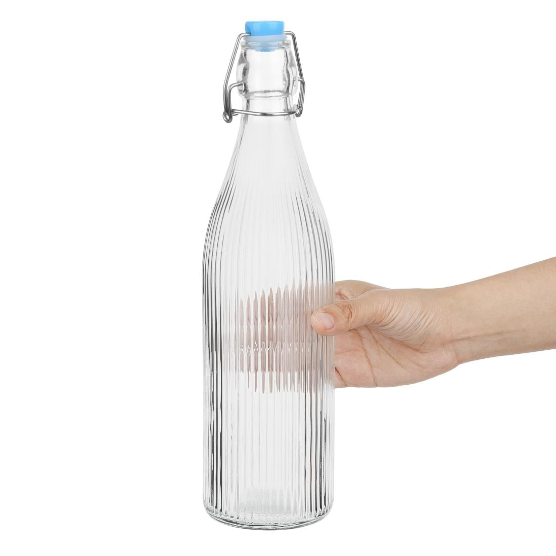 Olympia Ridged Swing Top Water Bottles 1Ltr (6 Pack)