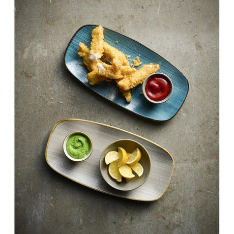 Churchill Stonecast Raw Teal Chefs Oblong Plates 270 x 127mm (12 Pack)