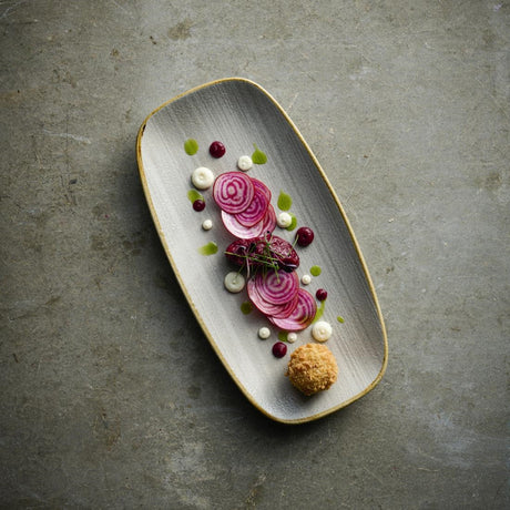 Churchill Stonecast Raw Grey Oblong Chefs Plates 180x 100mm (12 Pack)