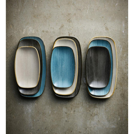 Churchill Stonecast Raw Teal Chefs Oblong Plates 280 x 152mm (12 Pack)