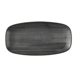 Churchill Stonecast Raw Black Chefs Oblong Plates 280 x 152mm (12 Pack)