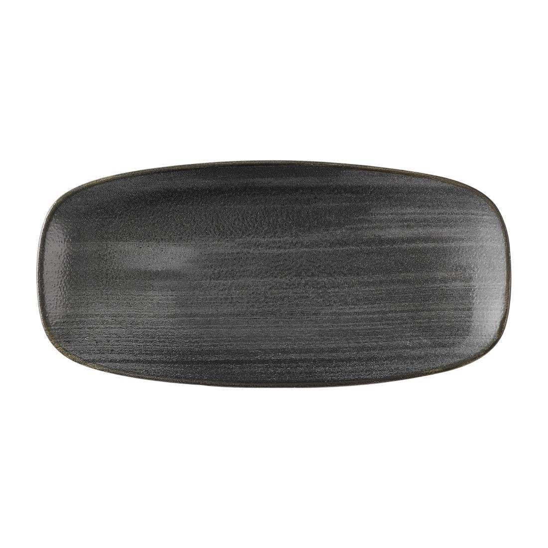 Churchill Stonecast Raw Black Chefs Oblong Plates 270 x 127mm (12 Pack)