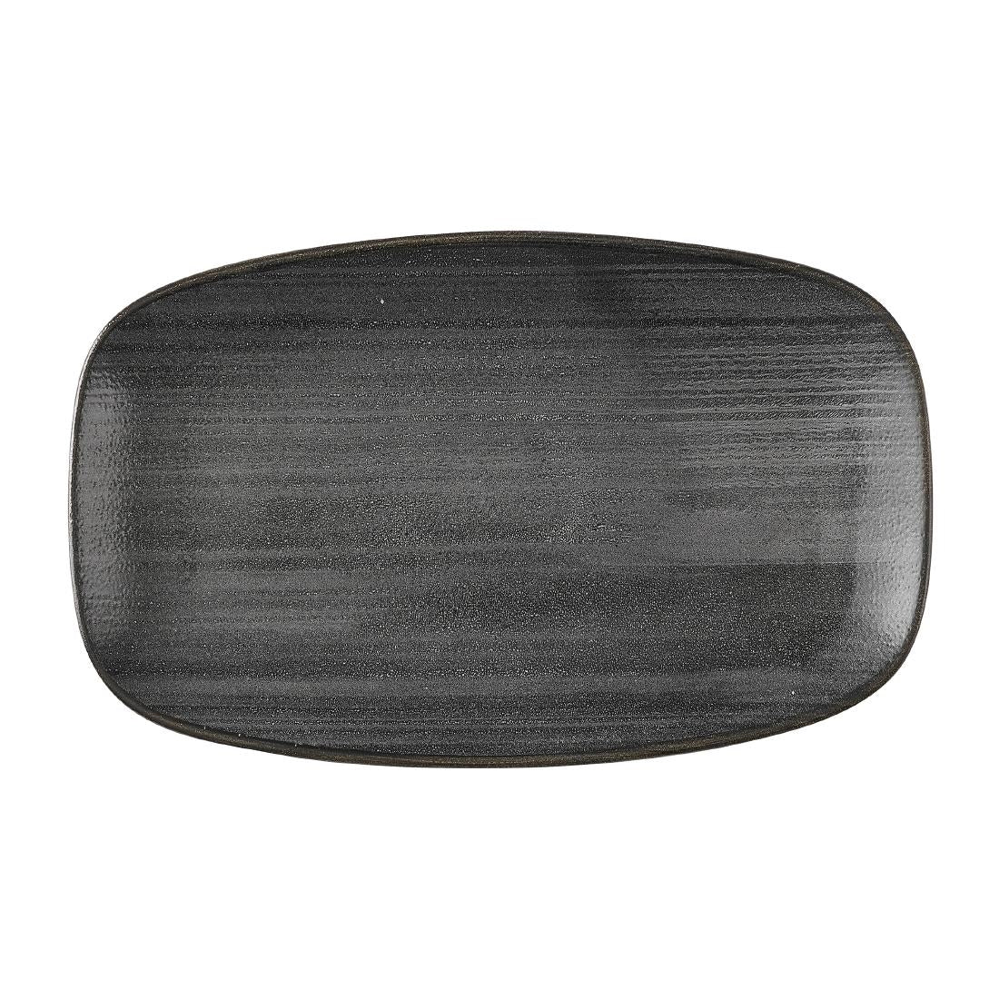 Churchill Stonecast Raw Black Oblong Chefs Plates 180 x 101mm (12 Pack)