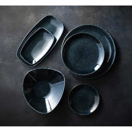 Churchill Studio Prints Astro Metallic Blue Oblong Chefs Plates 178x 105mm (12 Pack)