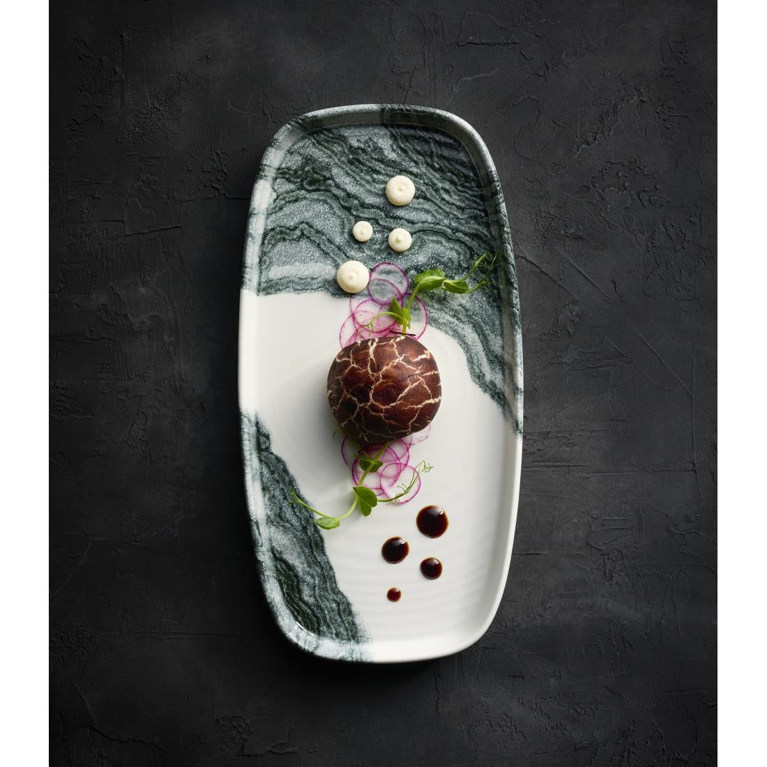 Churchill Tide Black Oblong Chefs Plates 280 x 127mm (6 Pack)