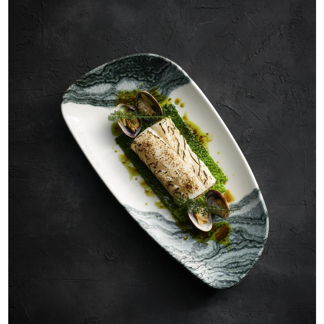Churchill Tide Black Chefs Geo Plates 330 x 178mm (6 Pack)