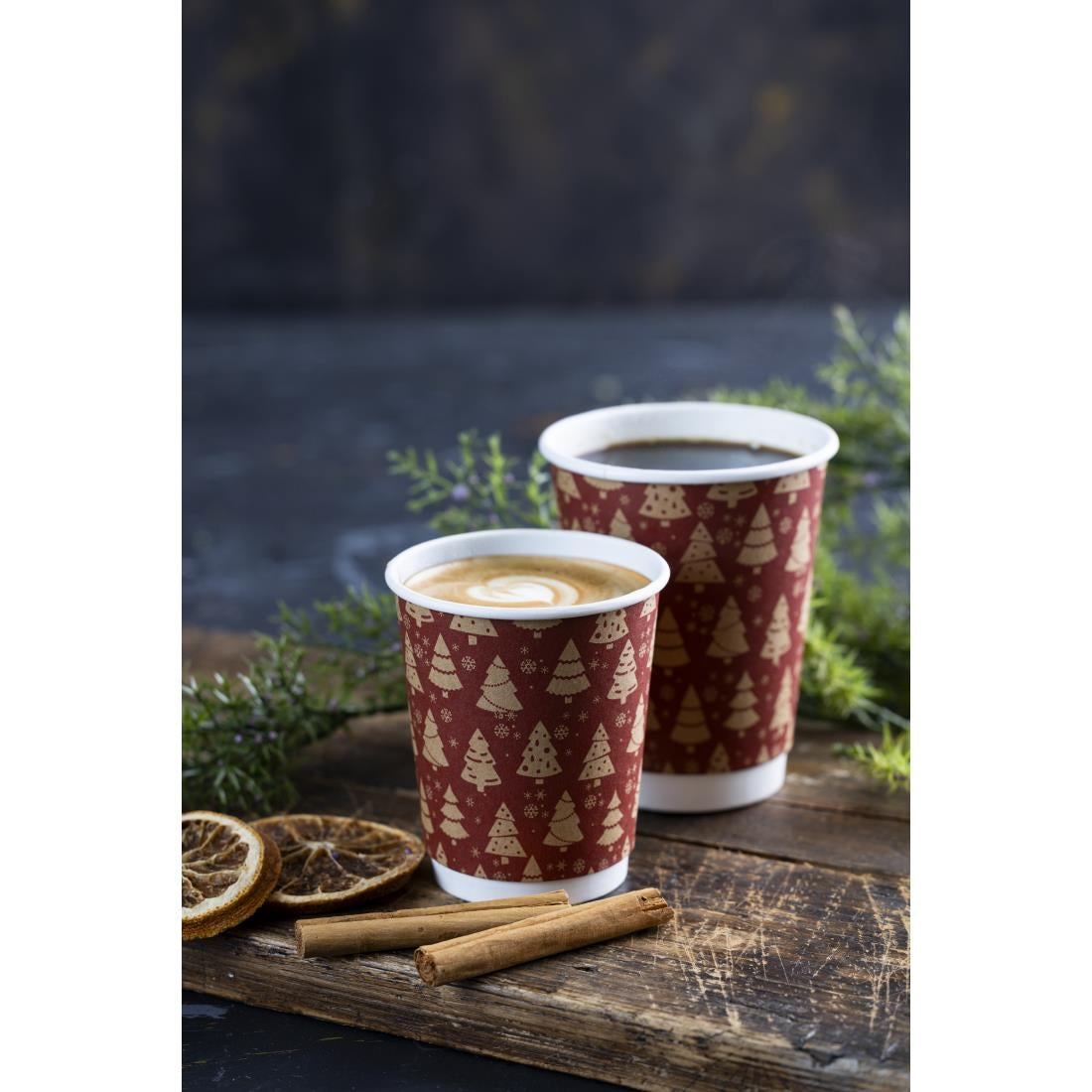 Fiesta Recyclable Christmas Double Wall Hot Cups 8oz (500 Pack)
