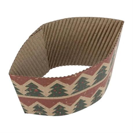 Fiesta Recyclable Christmas Cup Sleeves for 12oz Hot Cups (100 Pack)