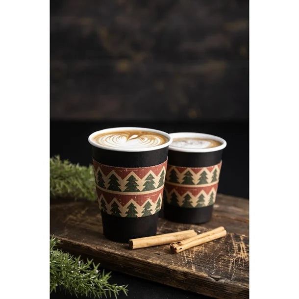Fiesta Recyclable Christmas Cup Sleeves for 12oz Hot Cups (100 Pack)