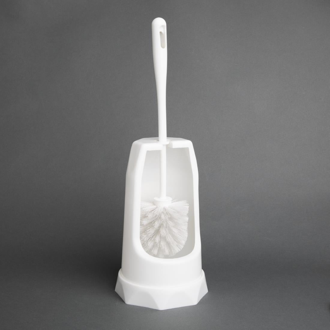 Jantex Round Toilet Brush & Holder - White