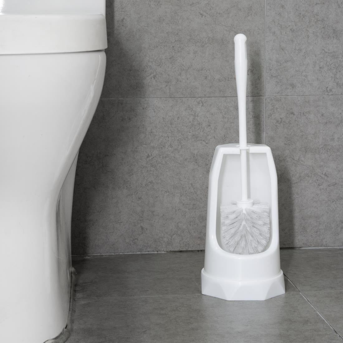Jantex Round Toilet Brush & Holder - White