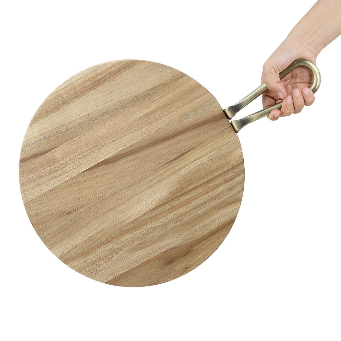 Olympia Round Paddle Board Acacia Wood Metal Handle 505x356mm