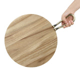 Olympia Round Paddle Board Acacia Wood Metal Handle 505x356mm