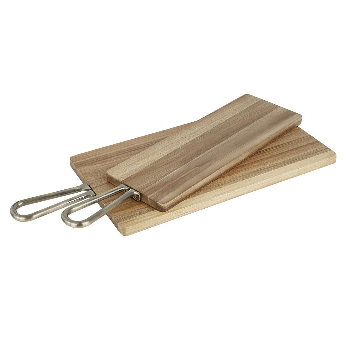 Olympia Rectangular Paddle Board Acacia Wood Metal Handles 615x260x20mm
