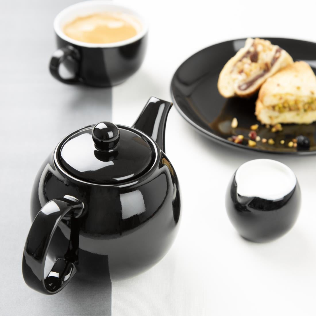 Olympia Cafe Teapots Black 450ml (2 Pack)