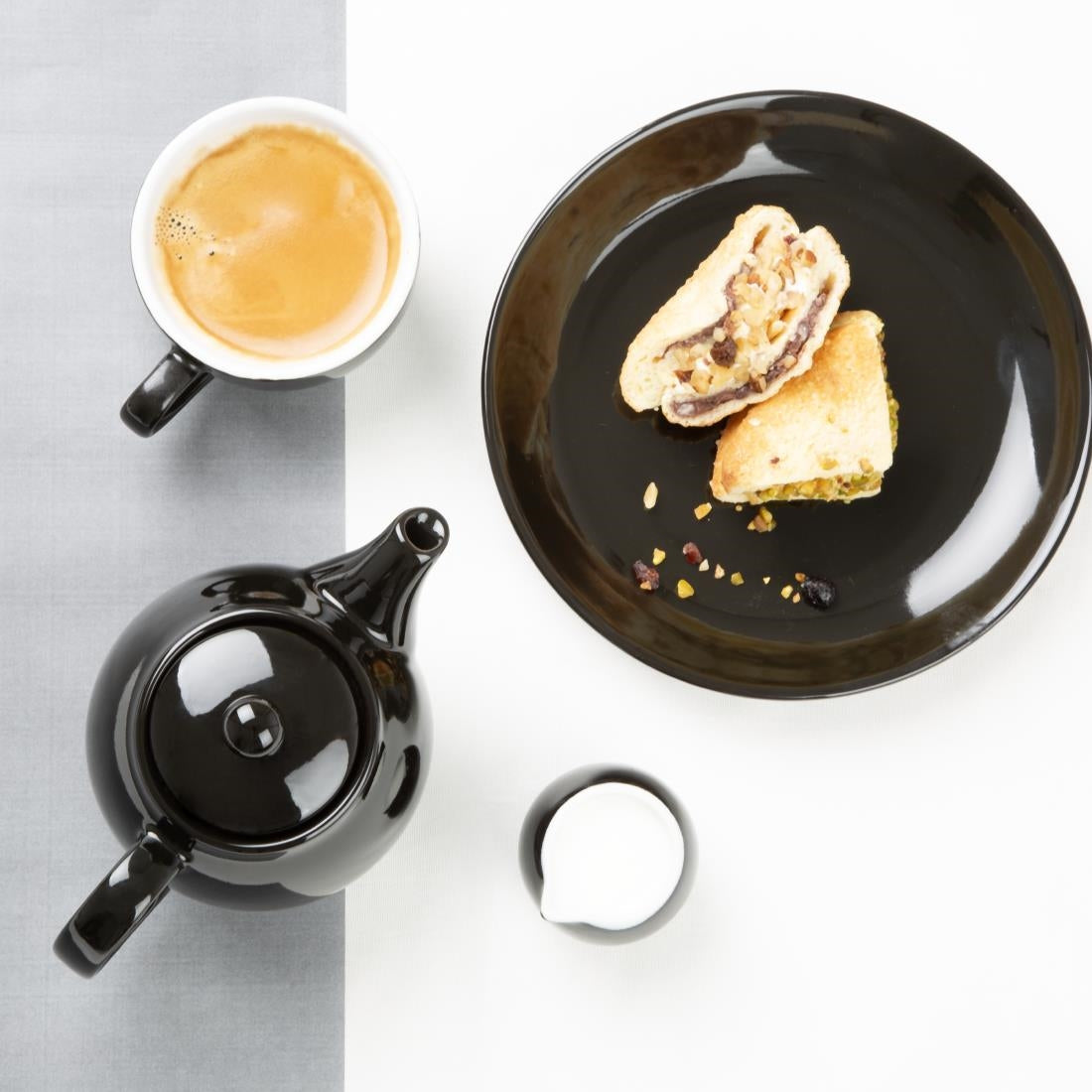 Olympia Cafe Teapots Black 450ml (2 Pack)