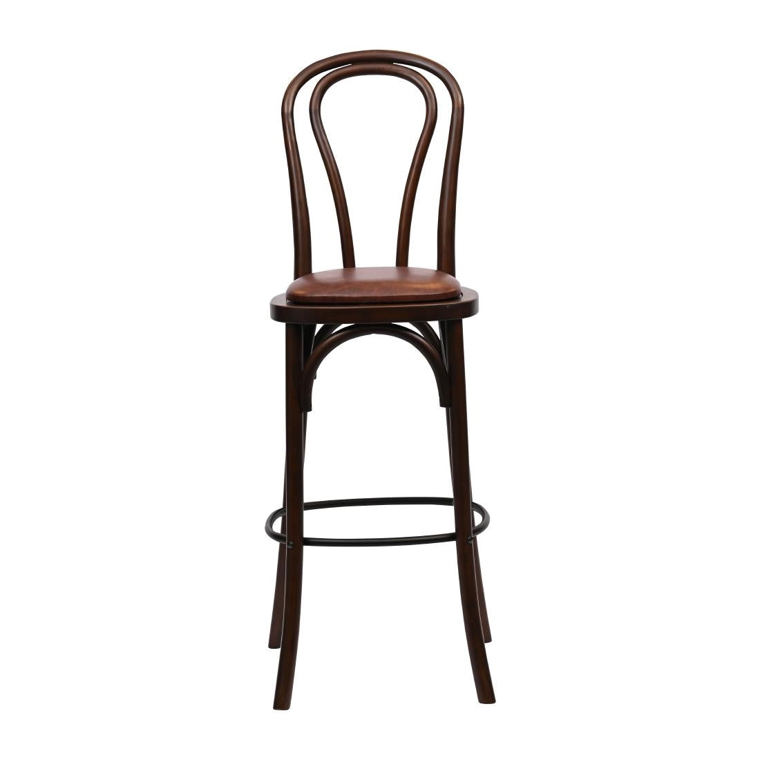 Hoop Back Bar Chair in Dark Walnut with Bison Espresso Seat