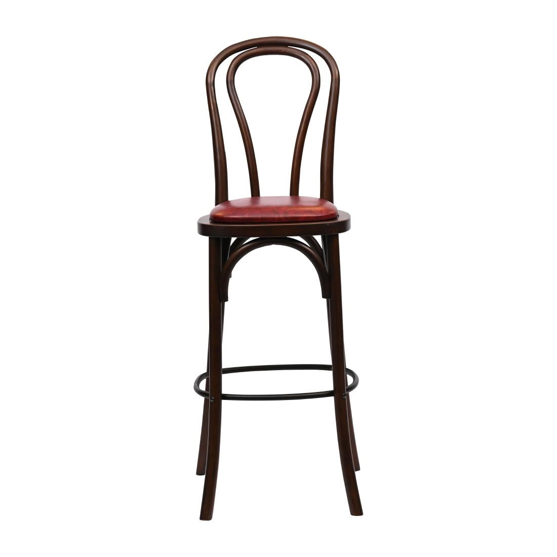 Hoop Back Bar Chair in Dark Walnut with Bison Bordeaux Seat