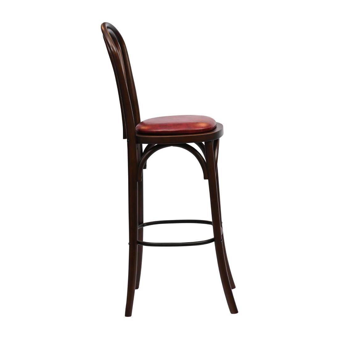Hoop Back Bar Chair in Dark Walnut with Bison Bordeaux Seat