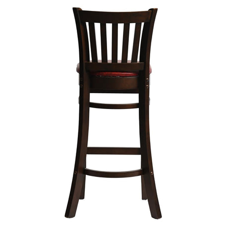 Manhattan Bar Chair in Dark Walnut with Bison Bordeaux Seat