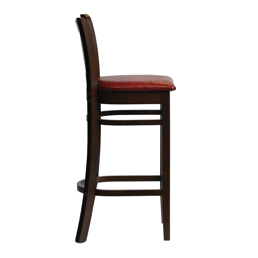 Manhattan Bar Chair in Dark Walnut with Bison Bordeaux Seat