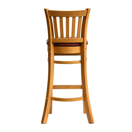 Manhattan Bar Chair in Soft Oak with Bison Bordeaux Seat