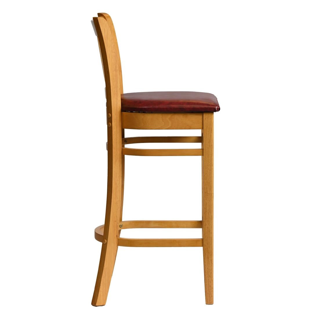 Manhattan Bar Chair in Soft Oak with Bison Bordeaux Seat