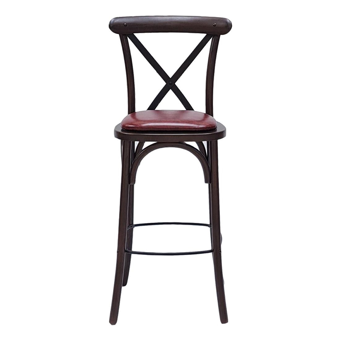 Bristol Bar Chair in Dark Walnut with Bison Bordeaux Seat