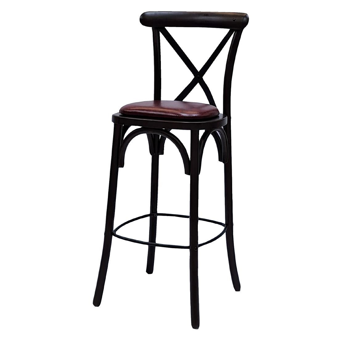 Bristol Bar Chair in Dark Walnut with Bison Bordeaux Seat