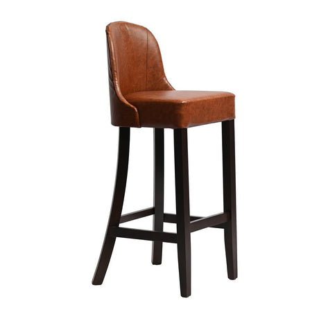 Kilsby Bar Chair in Dark Walnut with Bison Tan Seat