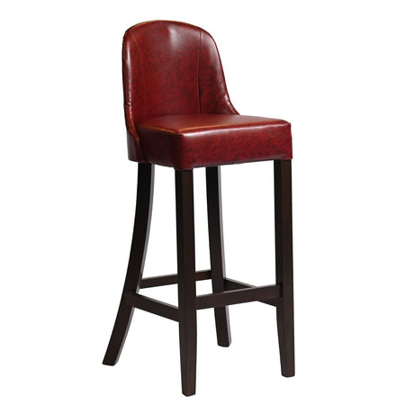 Kilsby Bar Chair in Dark Walnut with Bison Bordeaux Seat