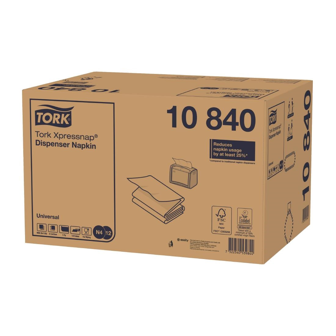 Tork Xpressnap White Dispenser Napkin 1Ply (Pack of 9000)