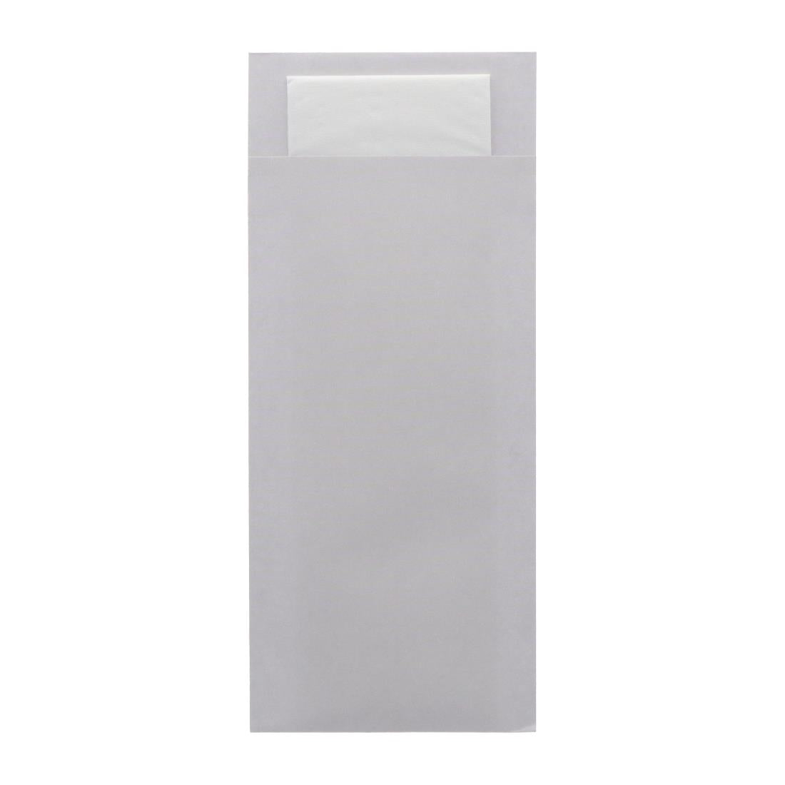 Europochette Classic Size Sea Salt Grey Cutlery Pouch with White 2ply Napkin (500 Pack)