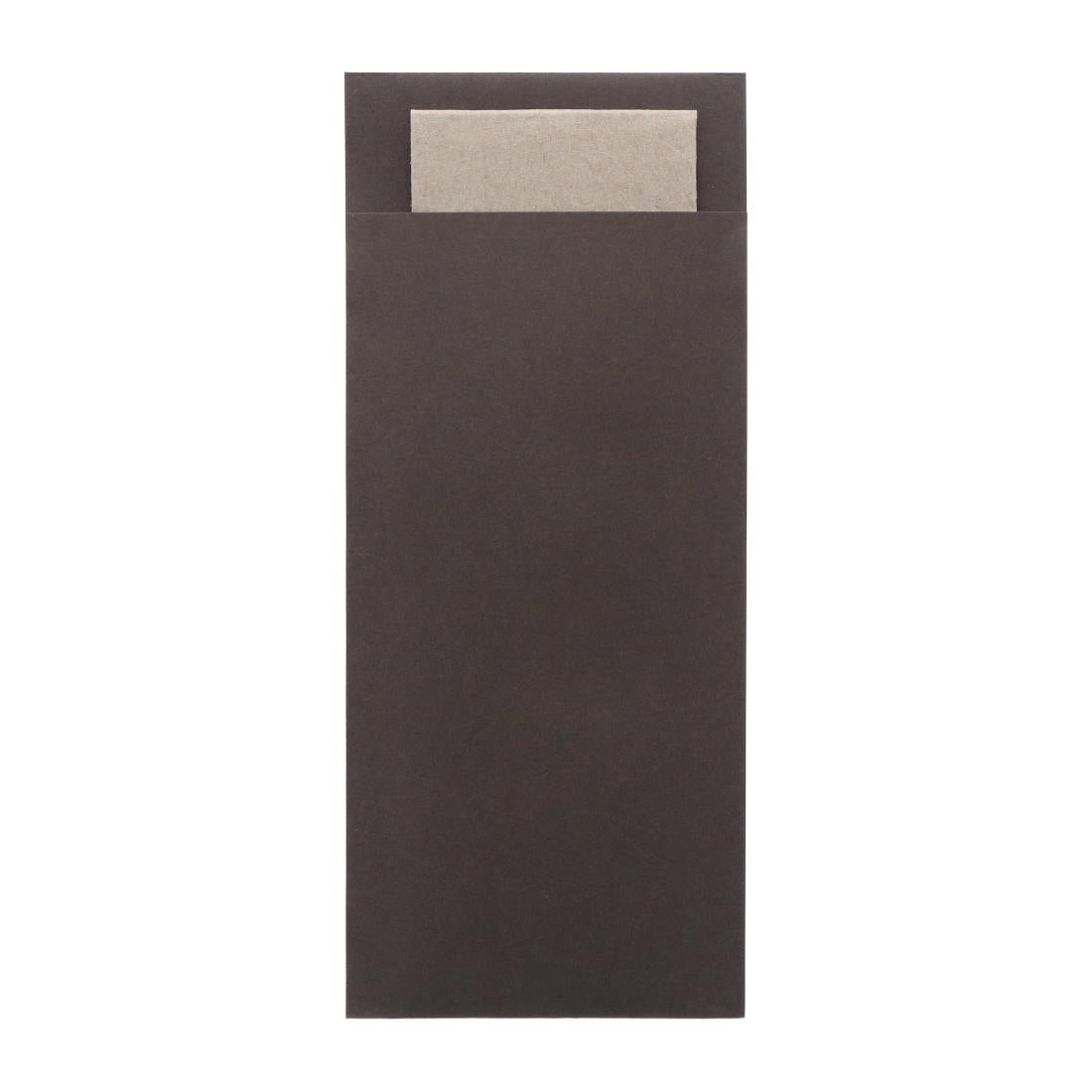 Europochette Classic Size Chocolate Brown Cutlery Pouch with Kraft 2ply Napkin (500 Pack)