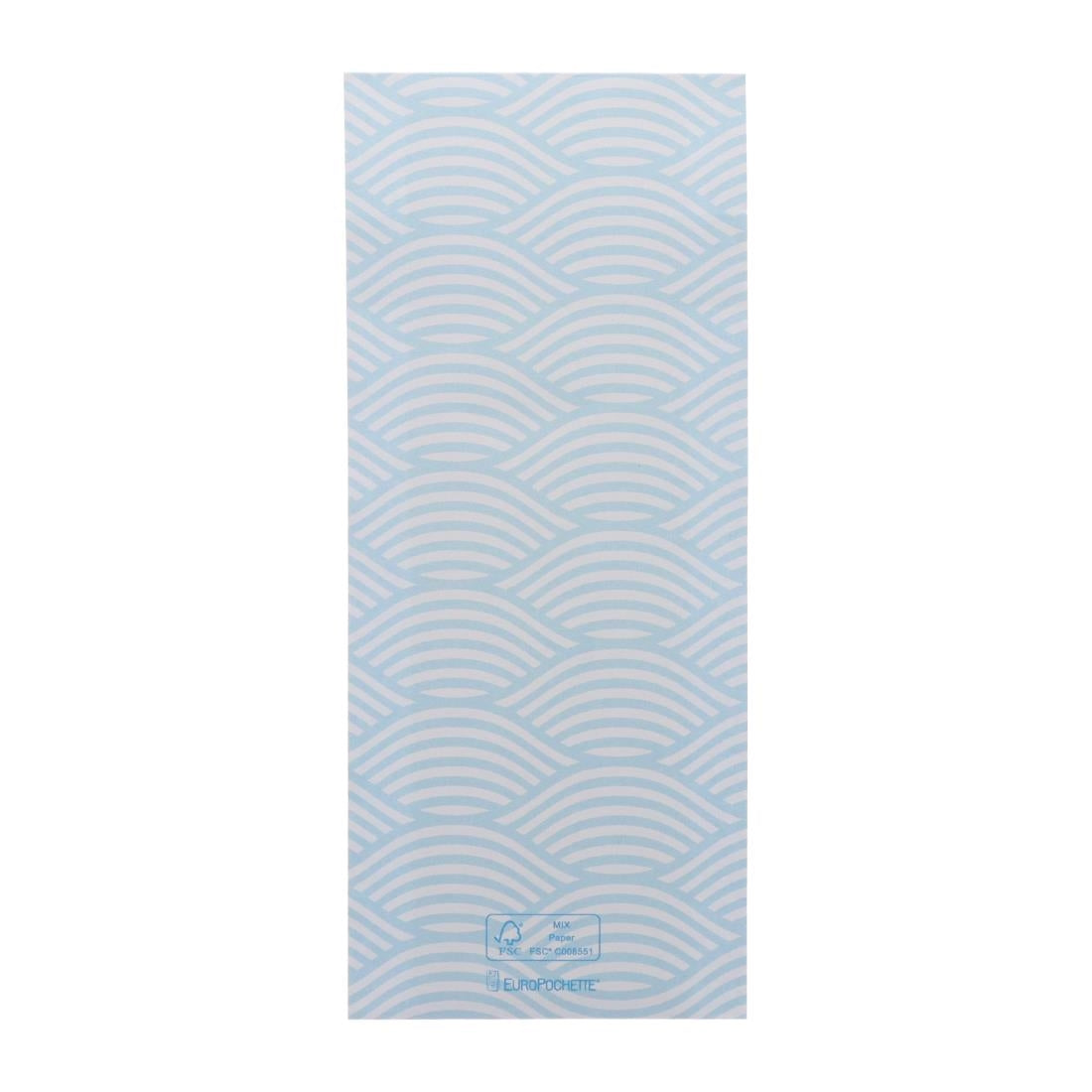 Europochette Classic Size Coastal Cutlery Pouch with White 2ply Napkin (500 Pack)