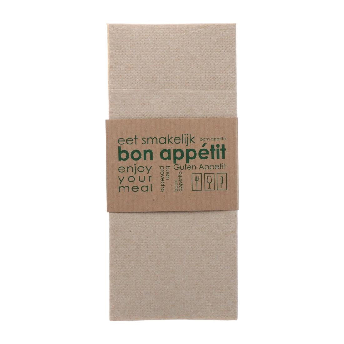 Europochette Kangaroo Fold Soft Kraft Napkins with Paper Sleeve (50 Pack)
