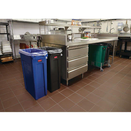 Rubbermaid Slim Jim Bin with Venting Channels Blue 60Ltr