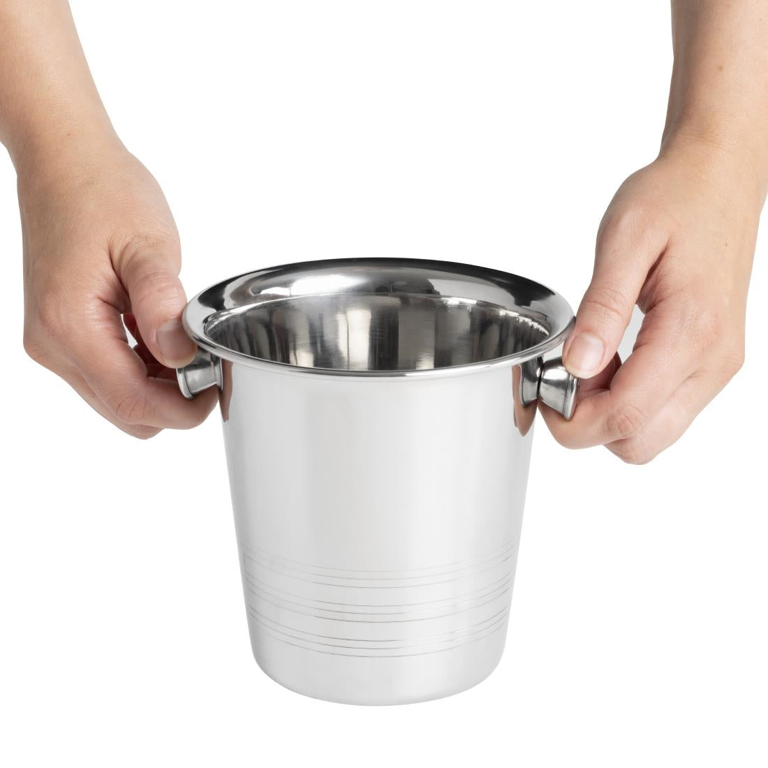 Olympia Ice Bucket with Handles and Etch Detail Stainless Steel 1050ml