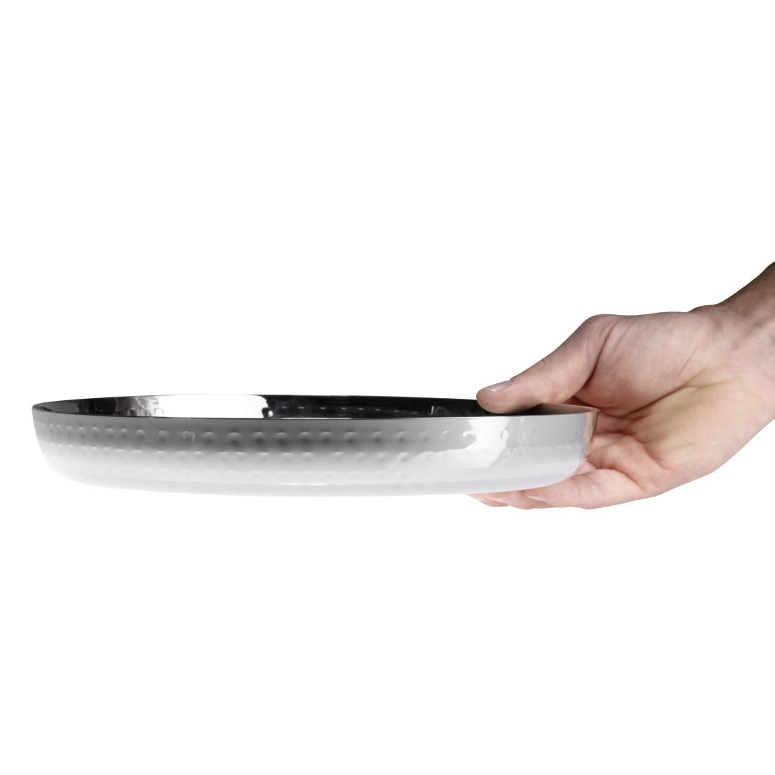 Olympia Hammered Stainless Steel Round Tray 260x35mm