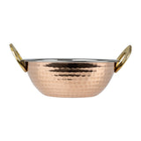 Olympia Copper Kadai Dish Stainless Steel Brass Handles 400ml