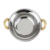 Olympia Copper Kadai Dish Stainless Steel Brass Handles 400ml