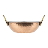 Olympia Copper Kadai Dish Stainless Steel Brass Handles 660ml
