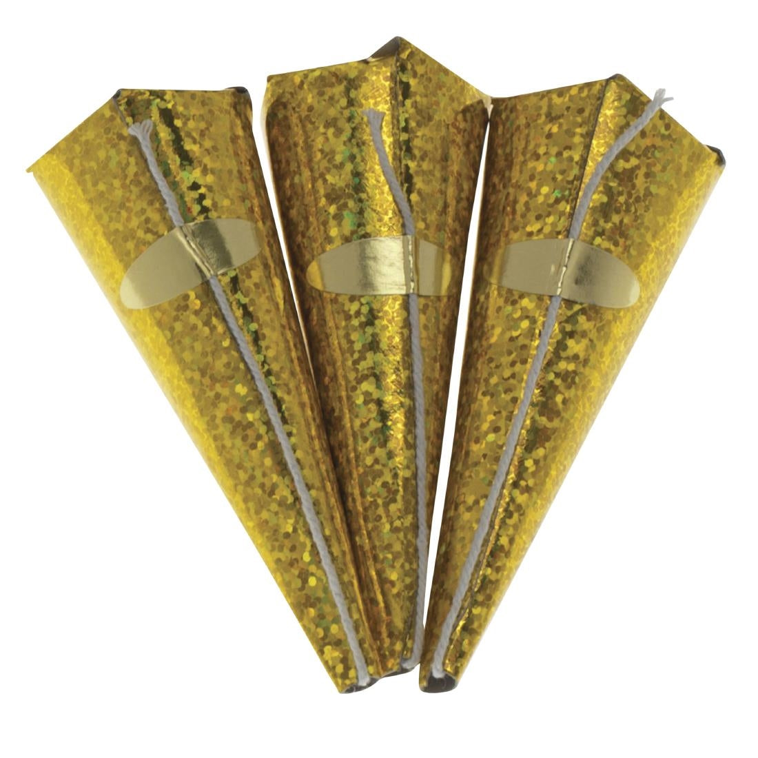 Swantex Gold Holographic Cone Party Poppers (50 Pack)