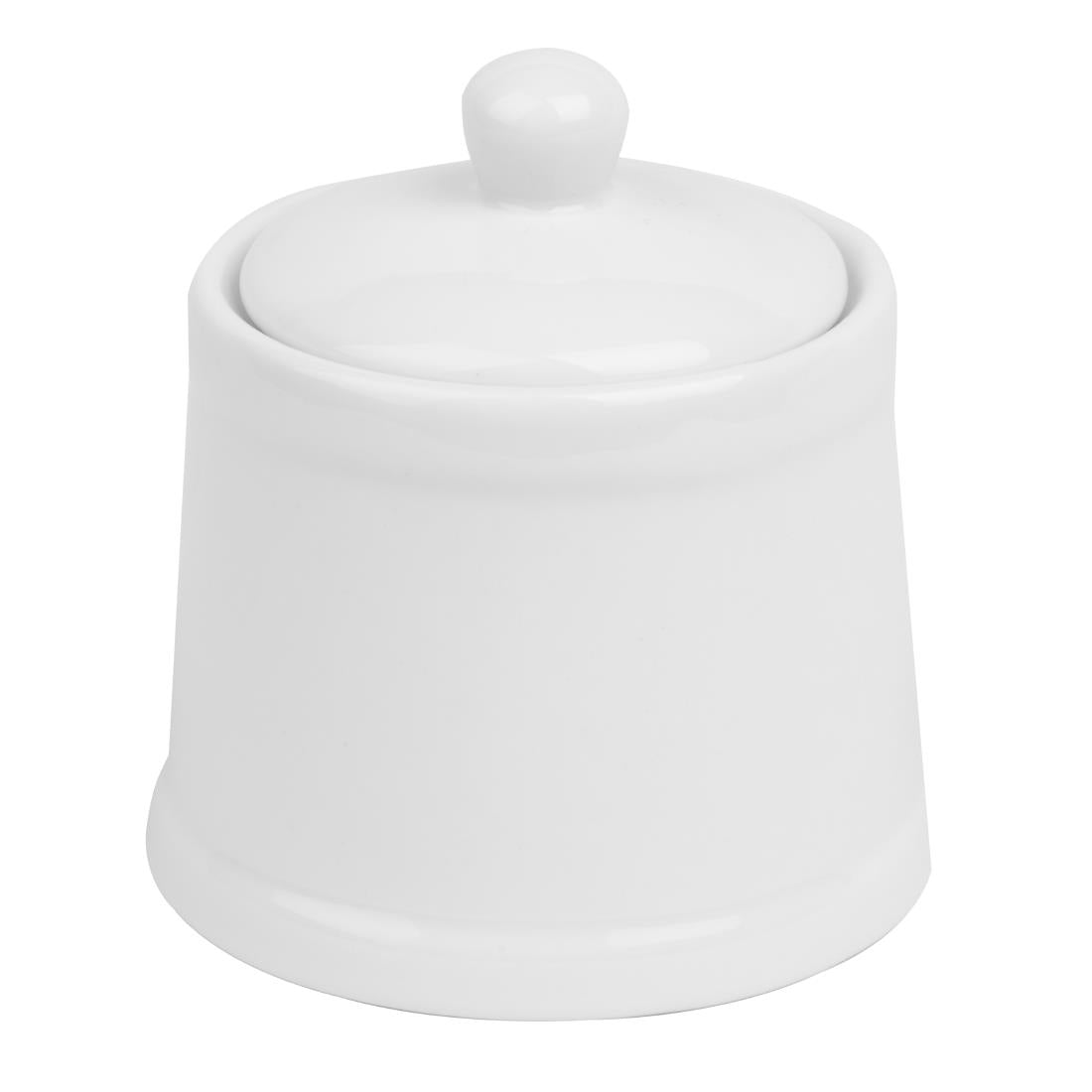 Olympia Whiteware Pier Sugar Bowls with Lids 250ml (6 Pack)