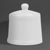 Olympia Whiteware Pier Sugar Bowls with Lids 250ml (6 Pack)