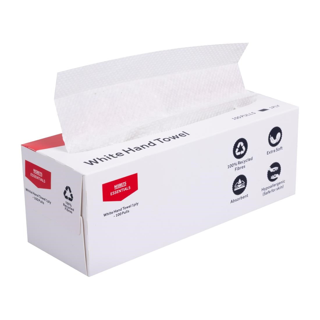 Nisbets Essentials White Hand Towels 1ply - 100 Sheets (36 Pack)