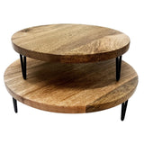Olympia Round Display Stand Mango Wood with Metal Legs 250x80mm